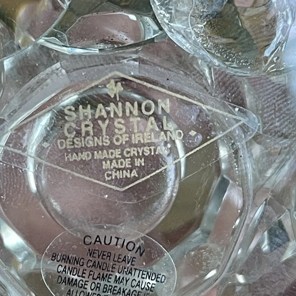 Vintage Shannon Crystal by Godinger Lotus Flower Candle Holders Pair Set Of 2